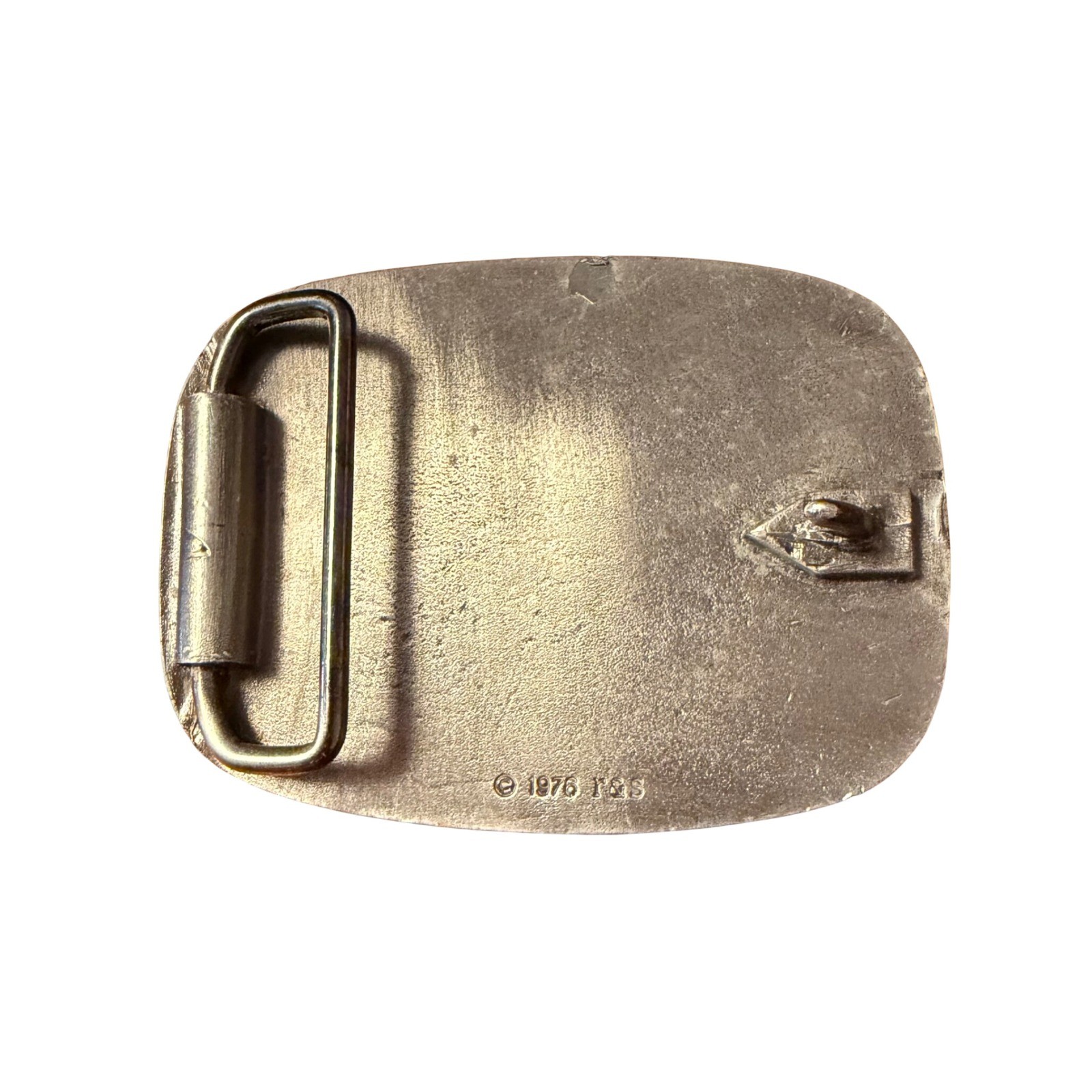 Vtg 1976 R&S Covered Wagon Horse Western Brass Tone Belt Buckle Rope Edge