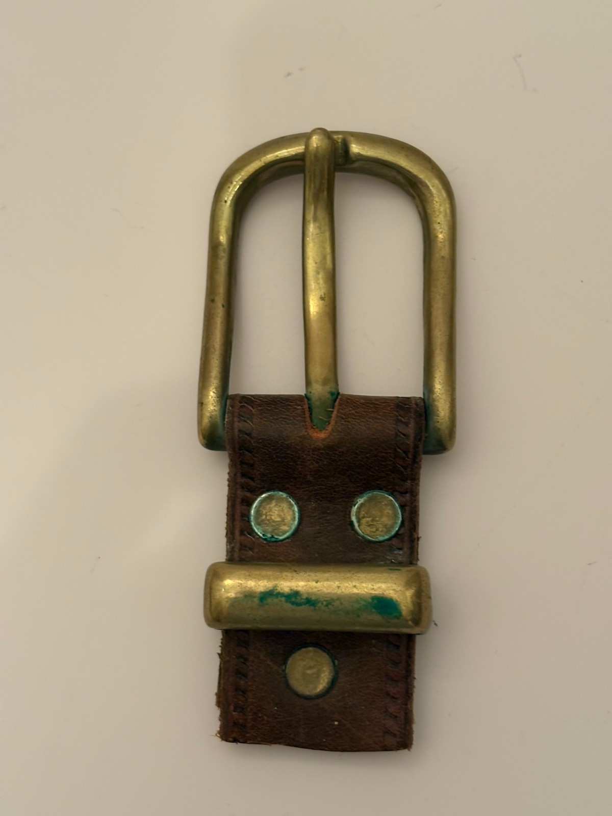 2 Vintage Brass Square & Oval Center Bar Pin Buckle for Belt Strap