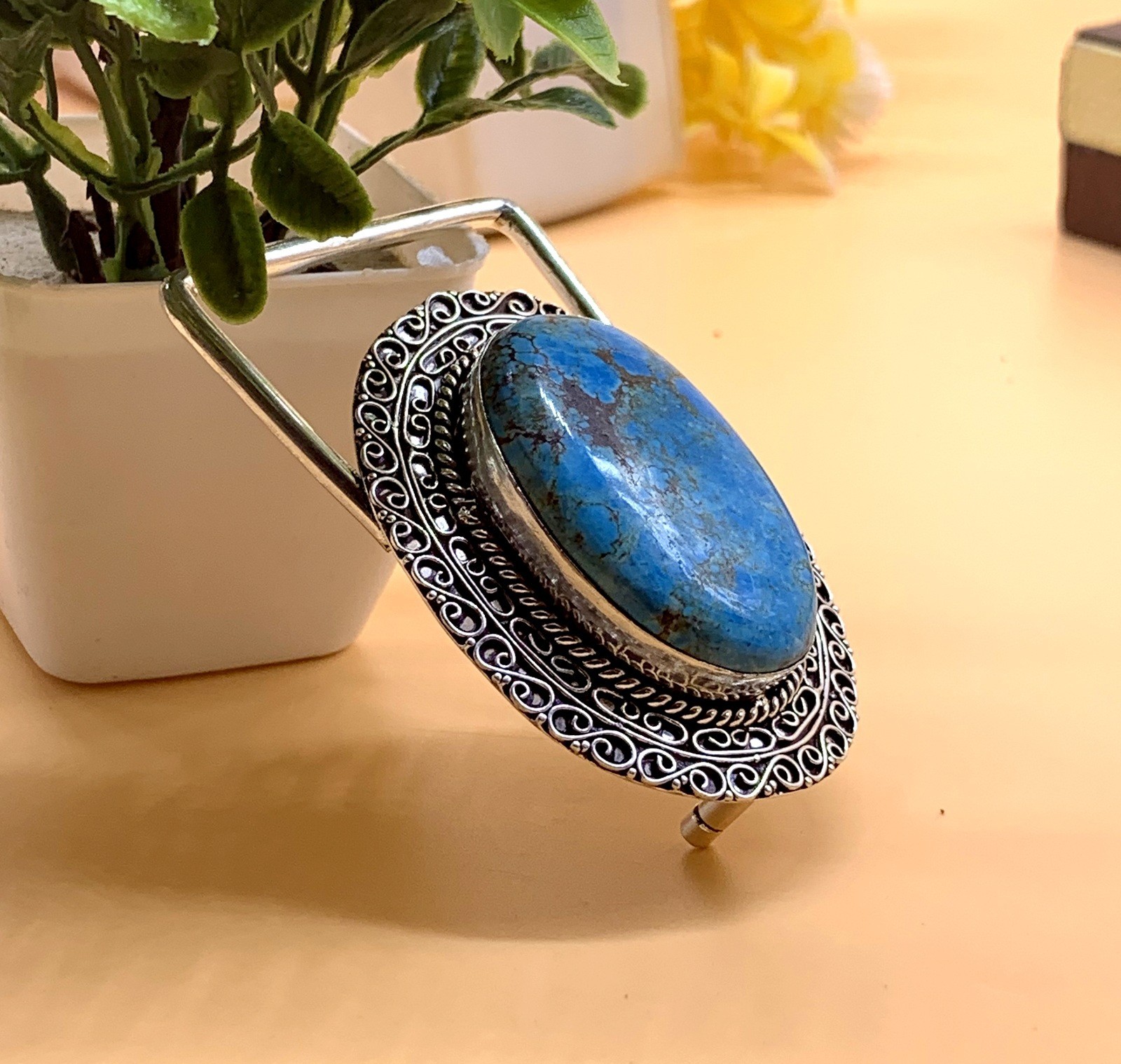 Vintage Western Belt Buckle Turquoise Stone Silver Tone Cowboy Rodeo Boho