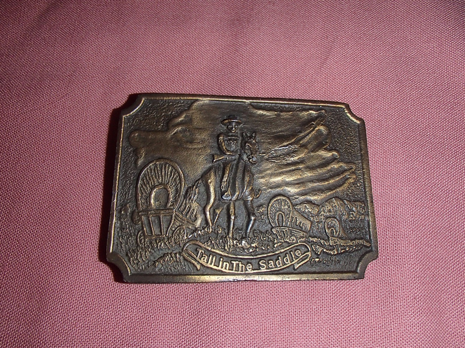 Belt Buckle Pioneer Cowboy Tall in the Saddle Brass Buckle Vintage