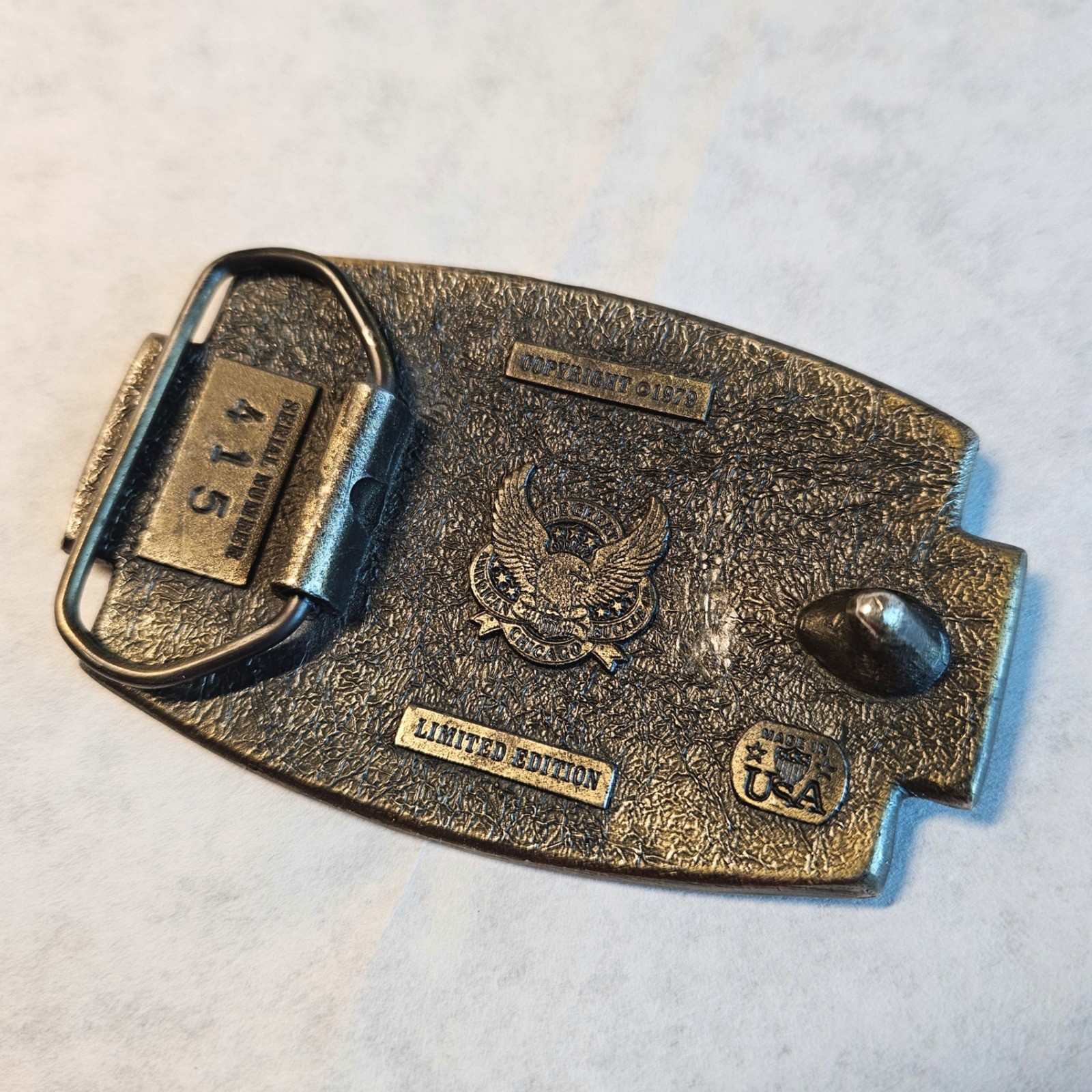 Vtg 1978 Great American Belt Co. Brass Belt Buckle Rifle 2nd Amendment Limited