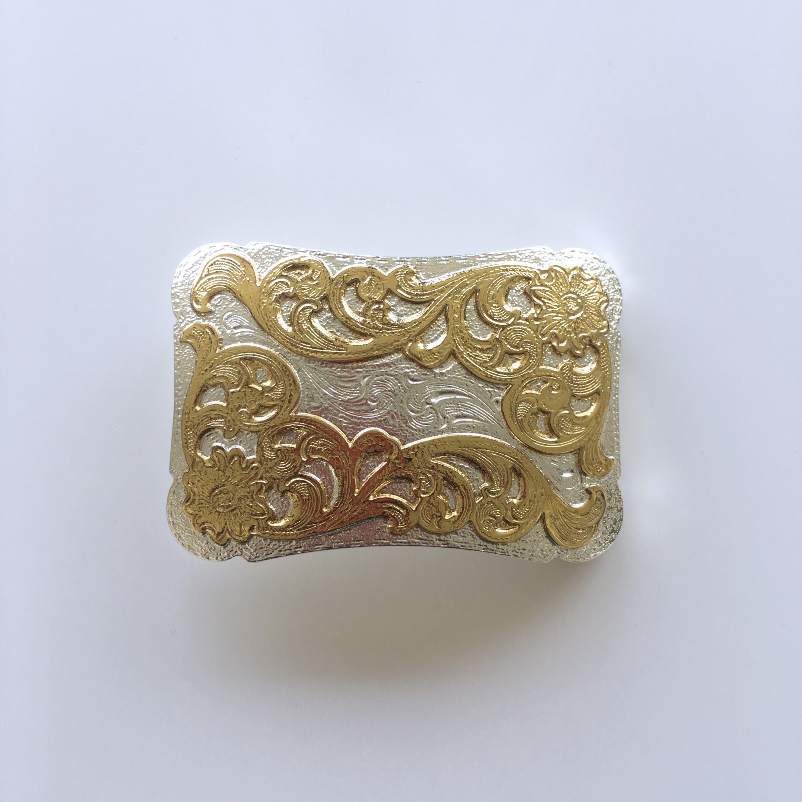 Double Plated Color Western Flower Cowboy Cowgirl Solid Brass Belt Buckle