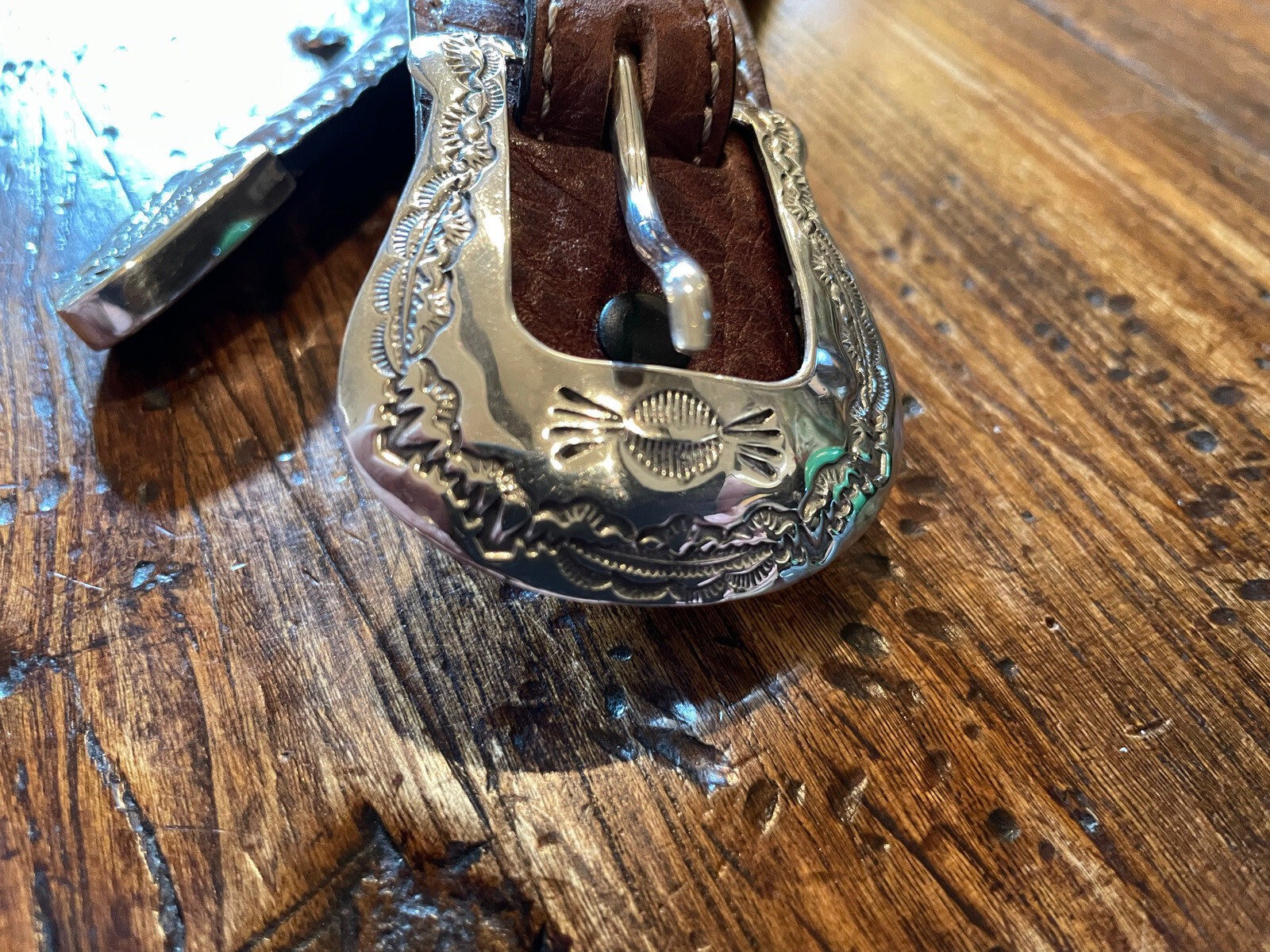 Lg Navajo James Reid Dgn Sterling Silver Belt Buckle 35+-37”-1.3/8”-.75 Nu 🦬✅
