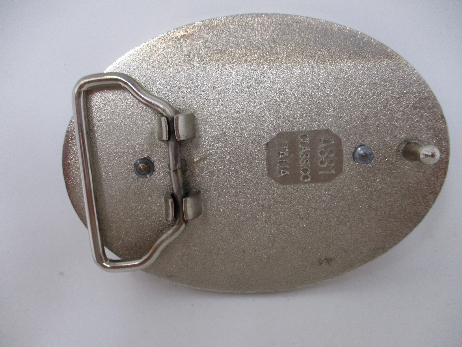 Classico Belt Buckle Mens Silver Oval Western Rhinestone Cross Star Italia