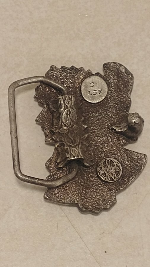 Vintage Indian Woman Girl Head Belt Buckle By Wyoming Studio Art Works