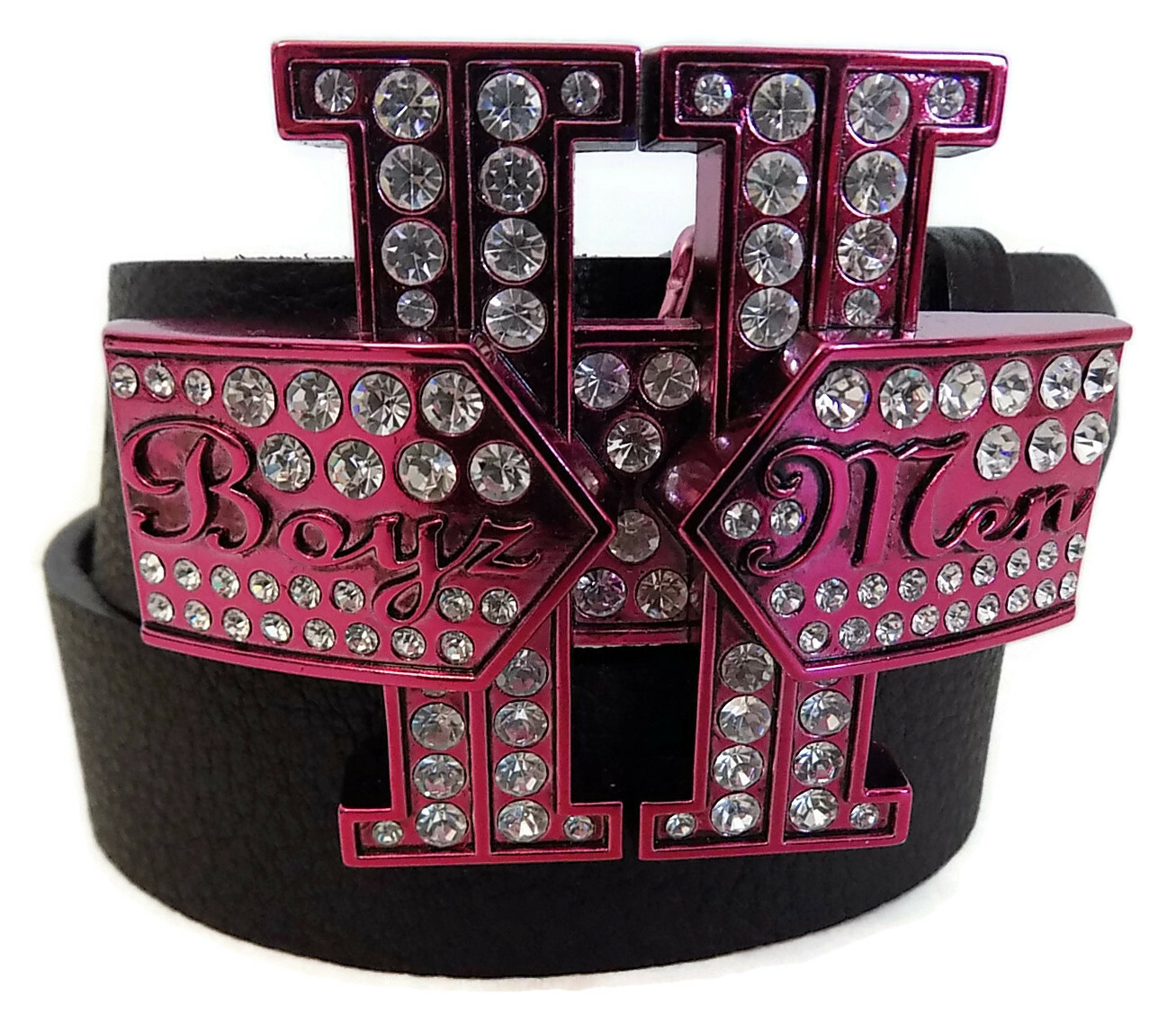 BOYZ 11 MEN BY WASHED UP HOLLYWOOD FUCHSIA WITH CRYSTALS 1½” LOGO BELT BUCKLE