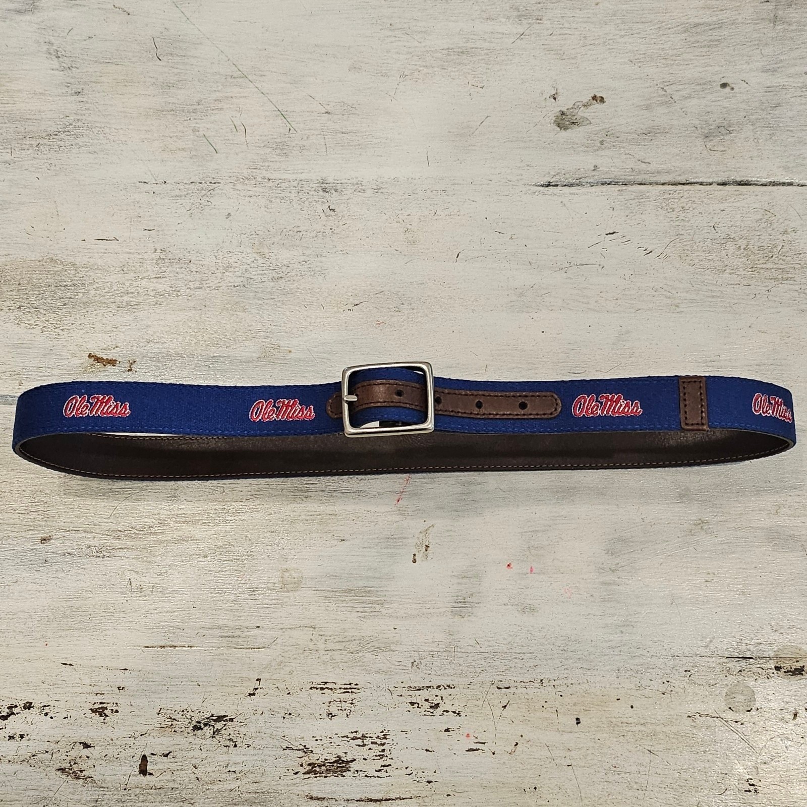 Jack Mason Old Miss Rebels Needlepoint Belt – Size 42×1.15&Prime;