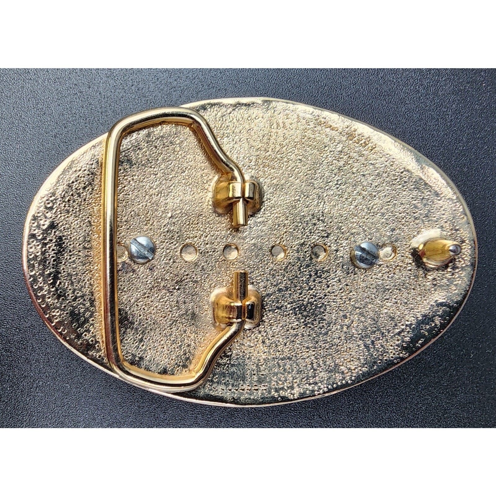 Vintage Brass Horse Head Belt Buckle with Porcelain Cameo 3.25&Prime; Western