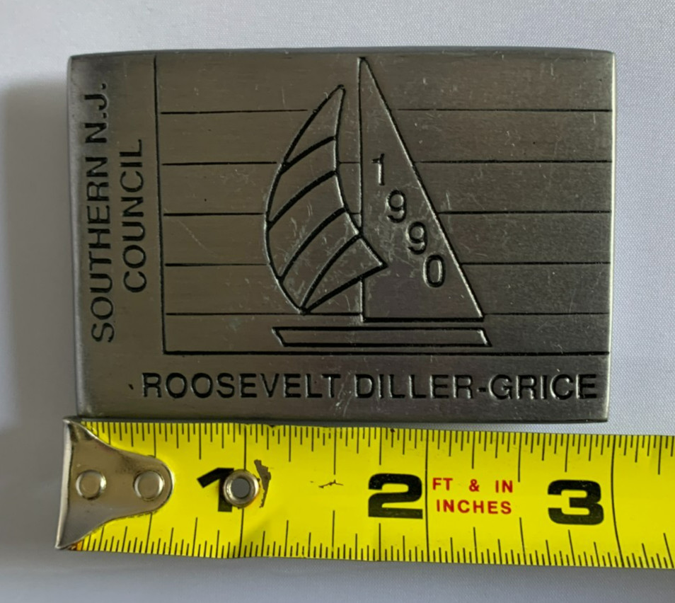 Vintage 1990 Southern New Jersey Council Roosevelt Diller-Grace Belt Buckle