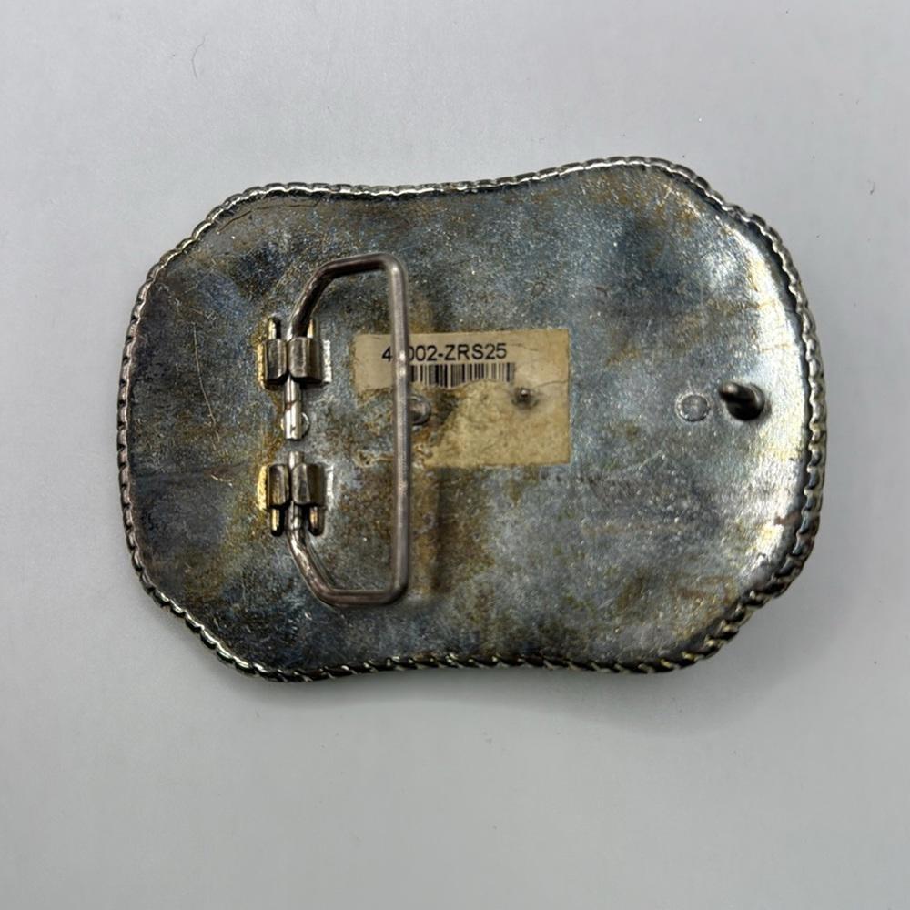 Vintage Silver Tone Plated Belt Buckle Bull Riding Western Cowboy