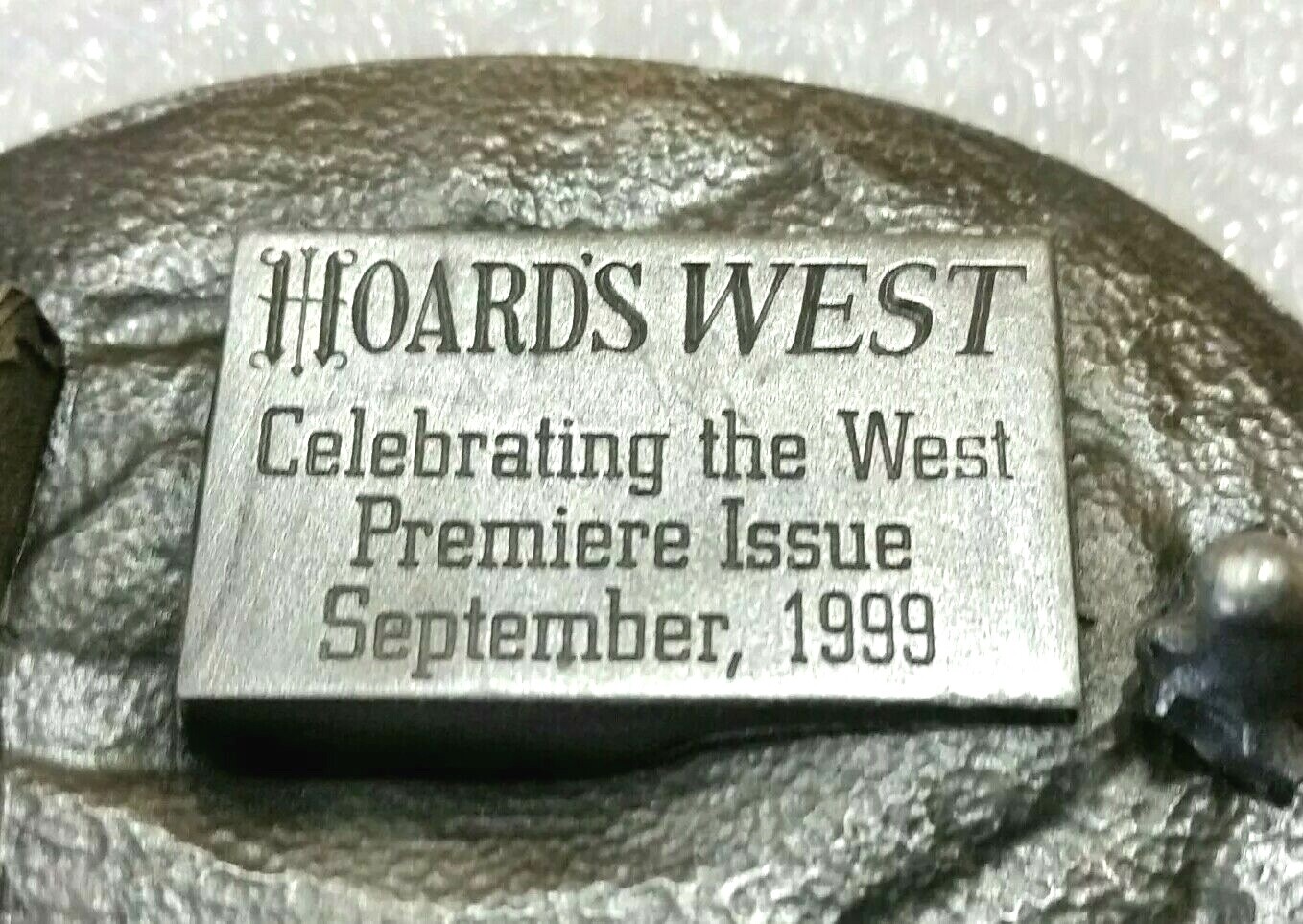 Hoard&rsquo;s West Belt Buckle Dairy Cow, 1999 Raised Relief Design, Dairymen, Farmer