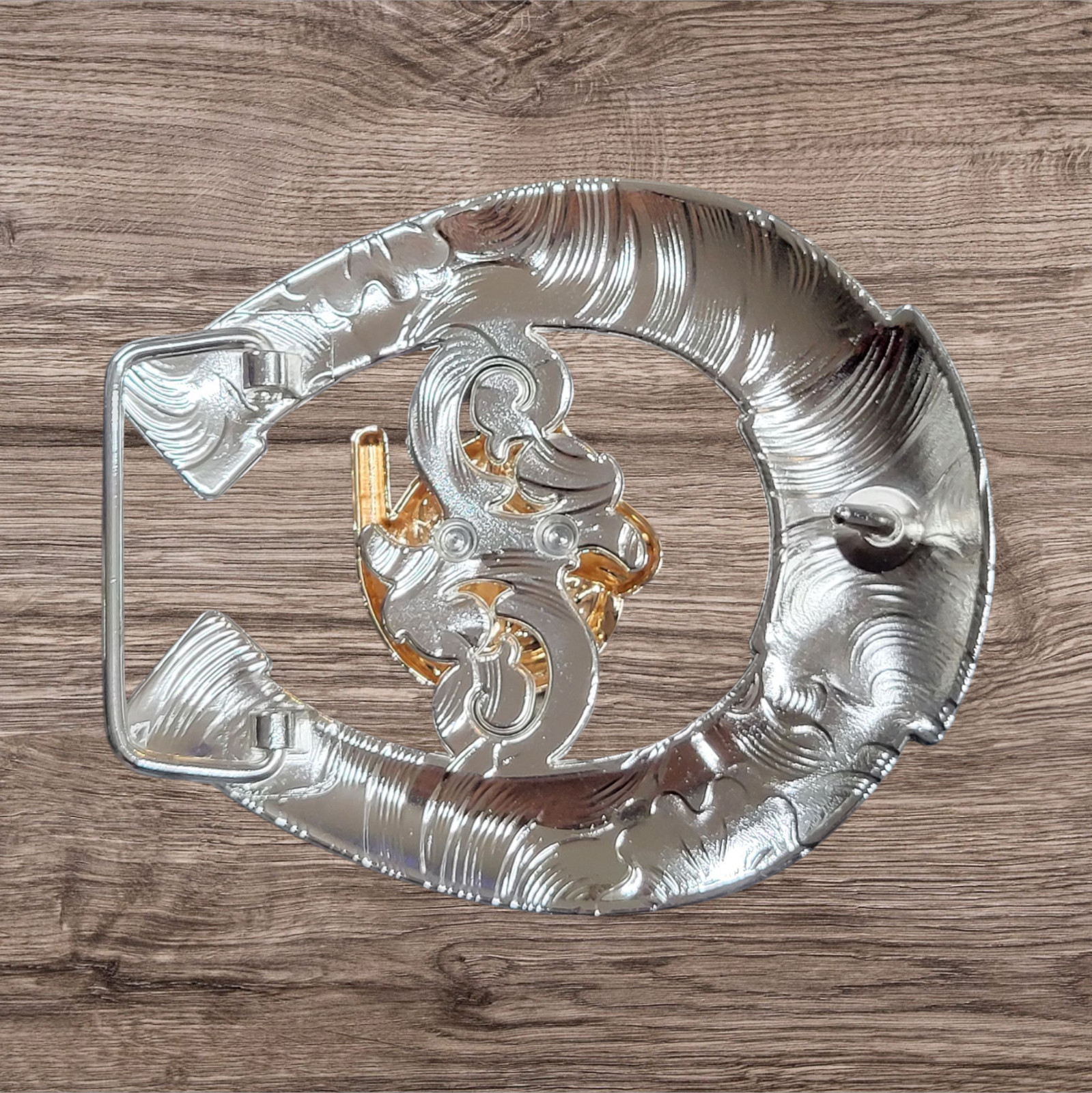 Cowboy Belt Buckle For Men Horse Head/Shoe 4.25&Prime;x3.75&Prime; Black Tone/Silver/Gold