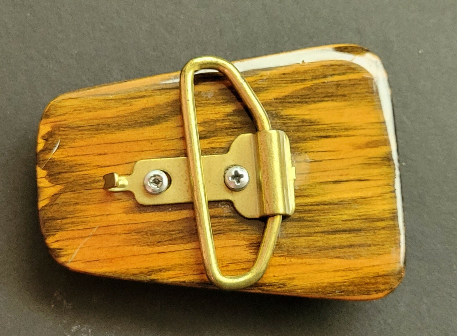 Vintage Handmade Southwestern Wood & Turquoise Wooden Belt Buckle 3.25