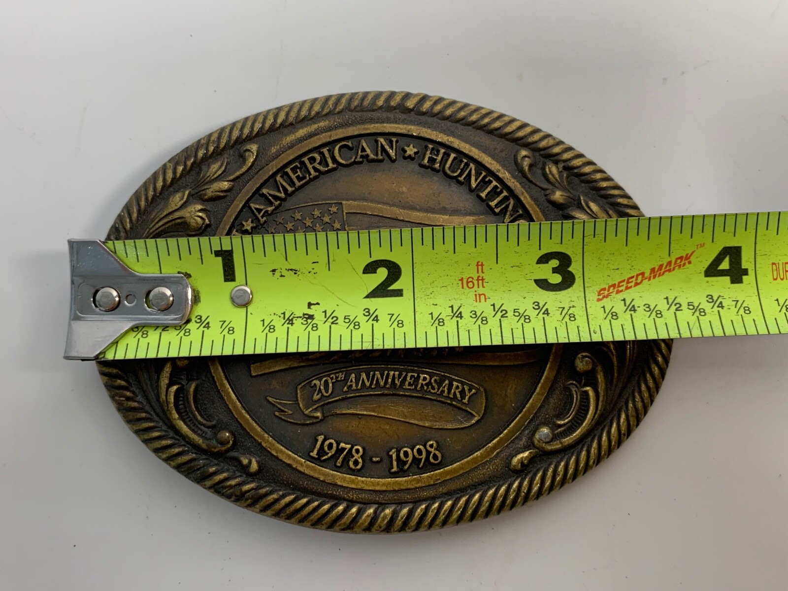 North American Hunting Club Member Belt Buckle 1978-1998 20th Anniversary Brass