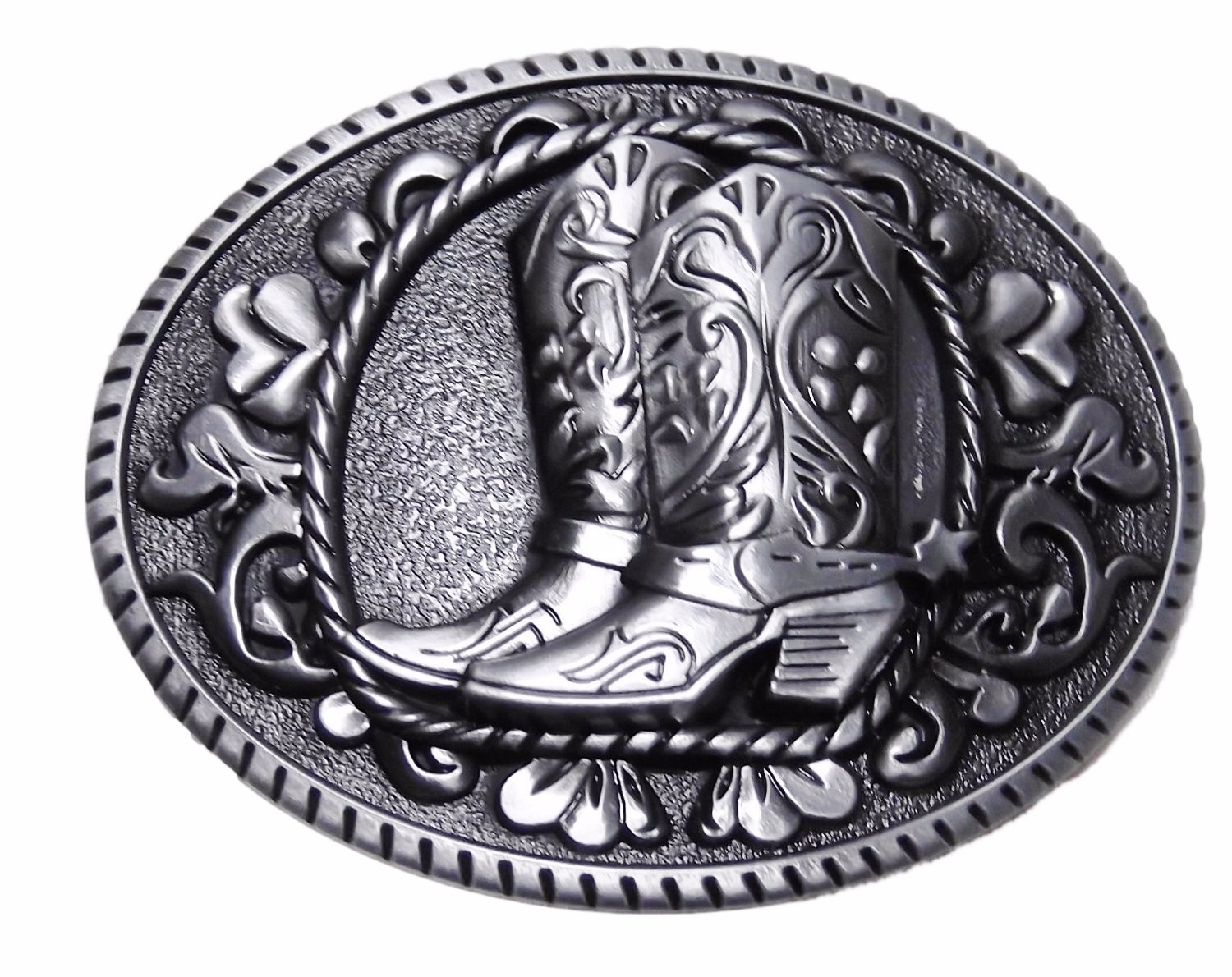 Western 3-D Cowboy Boots Pewter Finish BELT BUCKLE