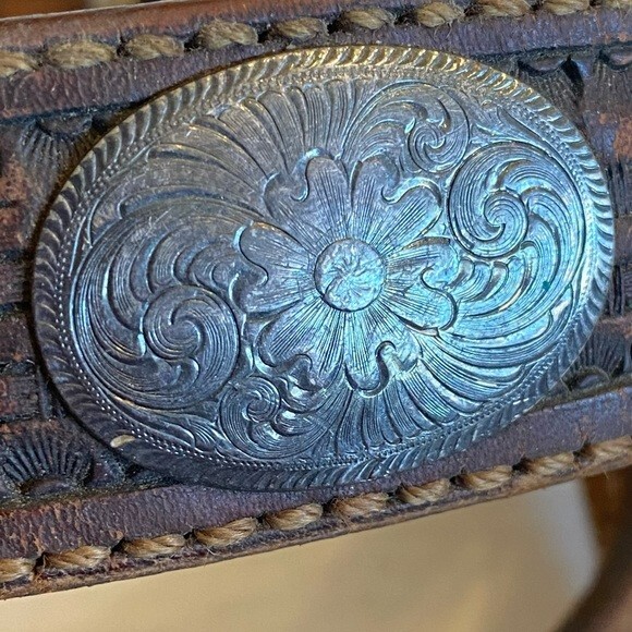 RARE Sunset Trails Sterling Silver & 10k Gold Engraved CONCHO Ranger Belt Buckle