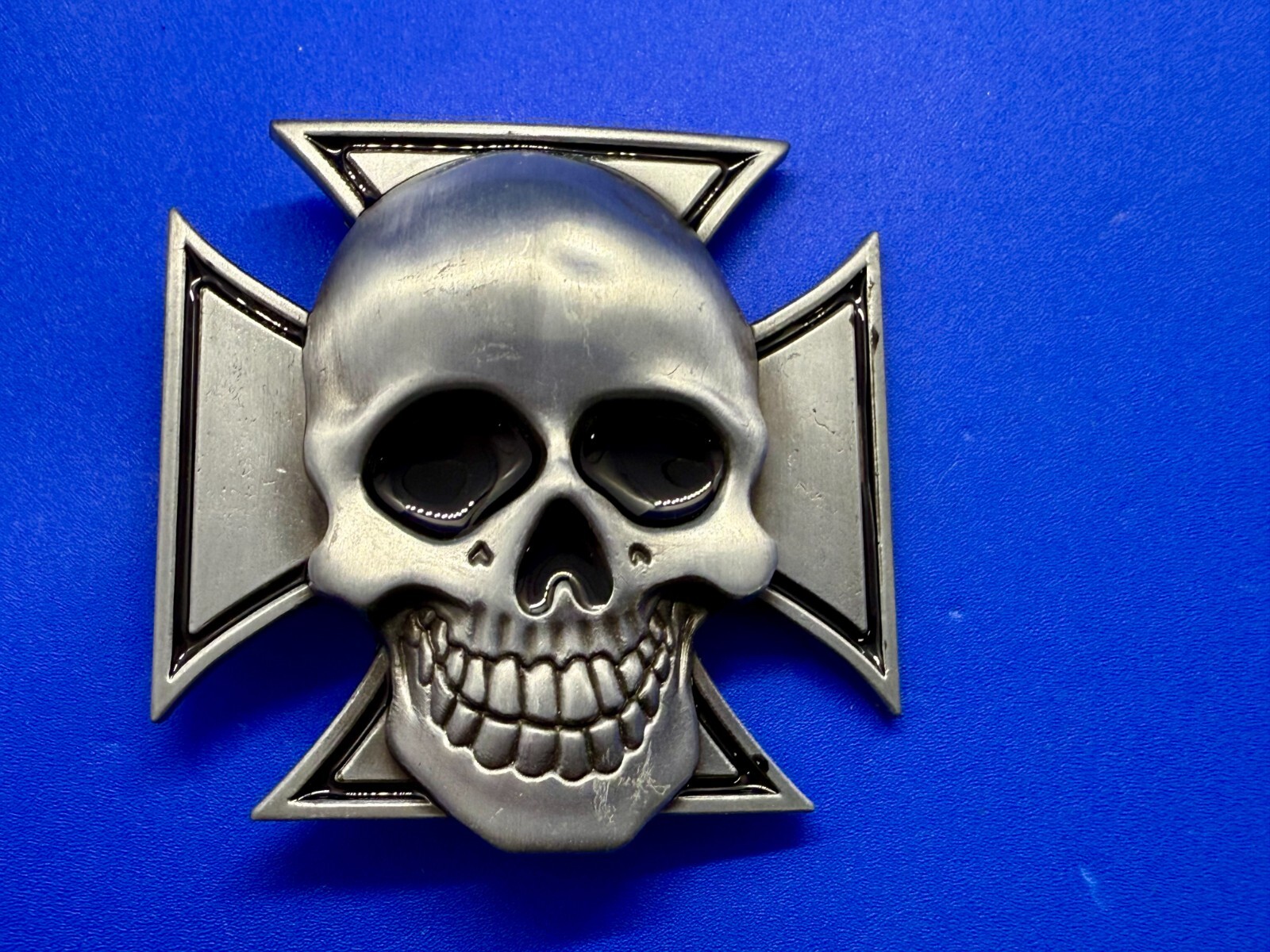 Skull Head Celtic Iron Cross Cutout Gothic Punk Biker 3D Dimensional Belt Buckle