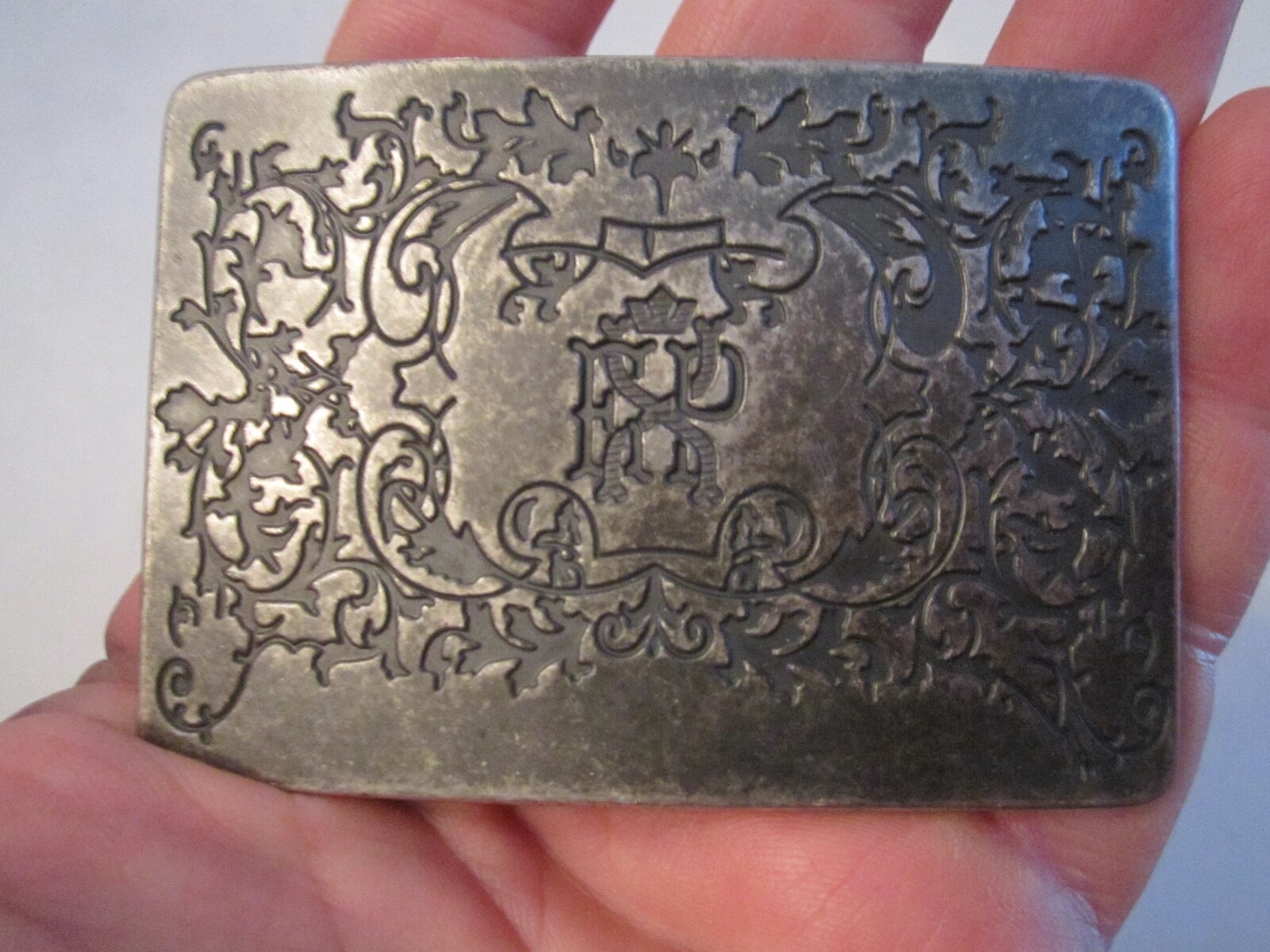 VINTAGE SILVER PLATED E P MONOGRAM BELT BUCKLE – BOX GW 4
