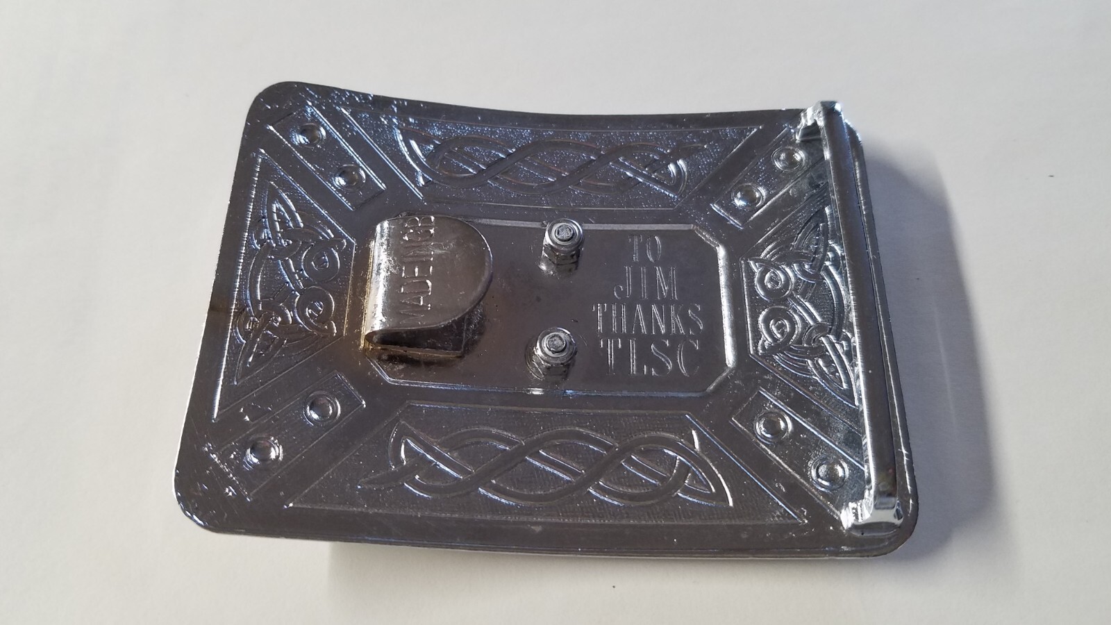 Vintage Shriners Belt Buckle Silver Metal Rectangle 2 1/8&Prime; Wide Belt 3089