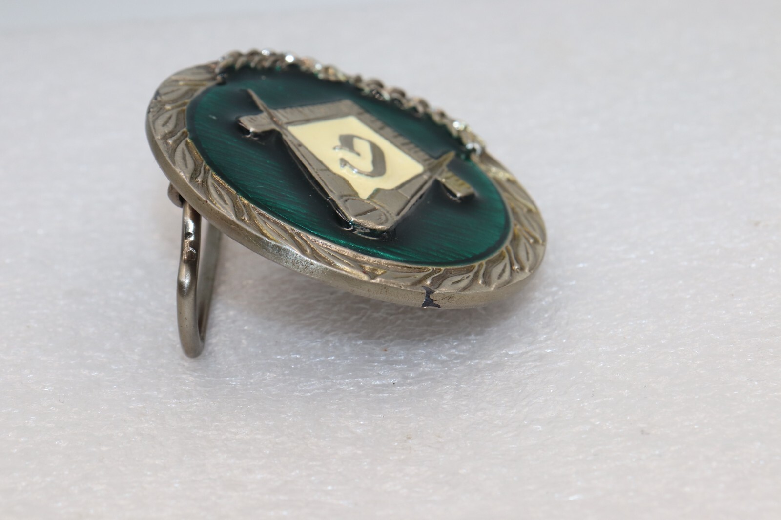 FREEMASON « G » BELT BUCKLE with Green Enamel Men’s Belt Buckle-Masonic 2008