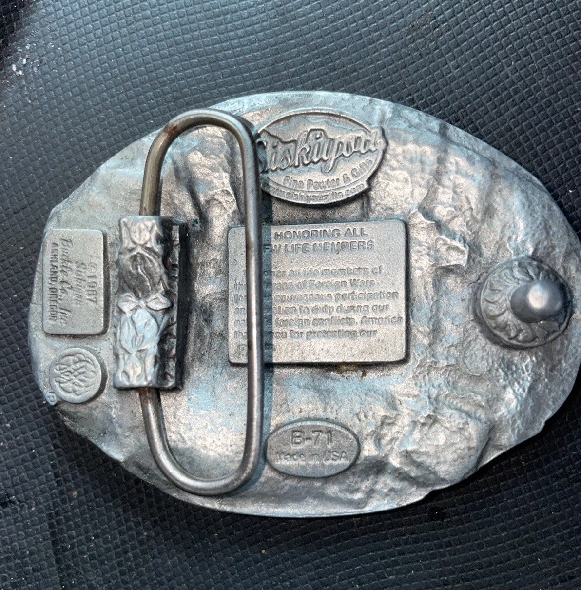 VFW Life Member Belt Buckle 1987 Siskiyou Buckle Co B71 Williams OR USA Vintage