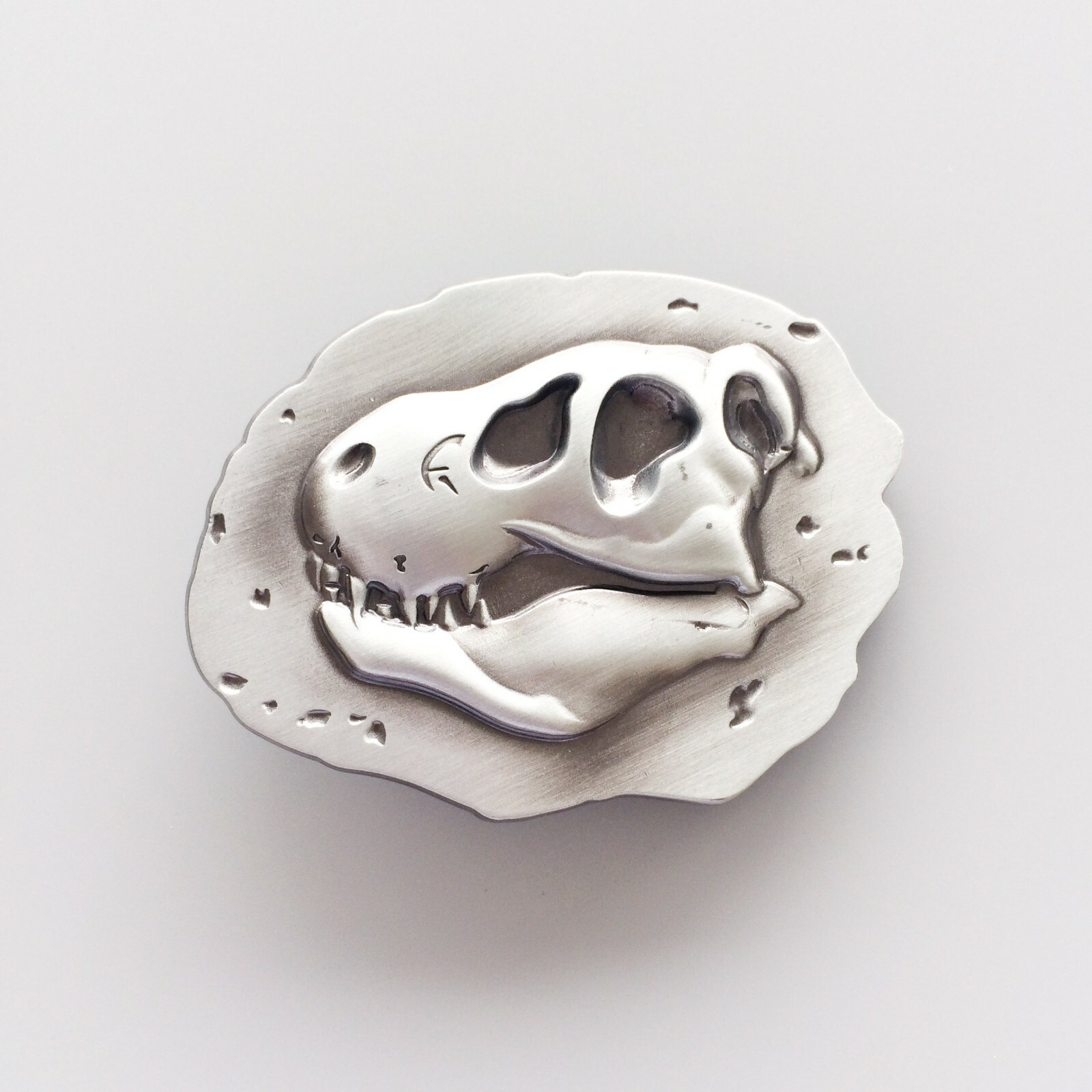 Antique Brushed Silver Dinosaur Bone Fossil Belt Buckle also Stock in the US