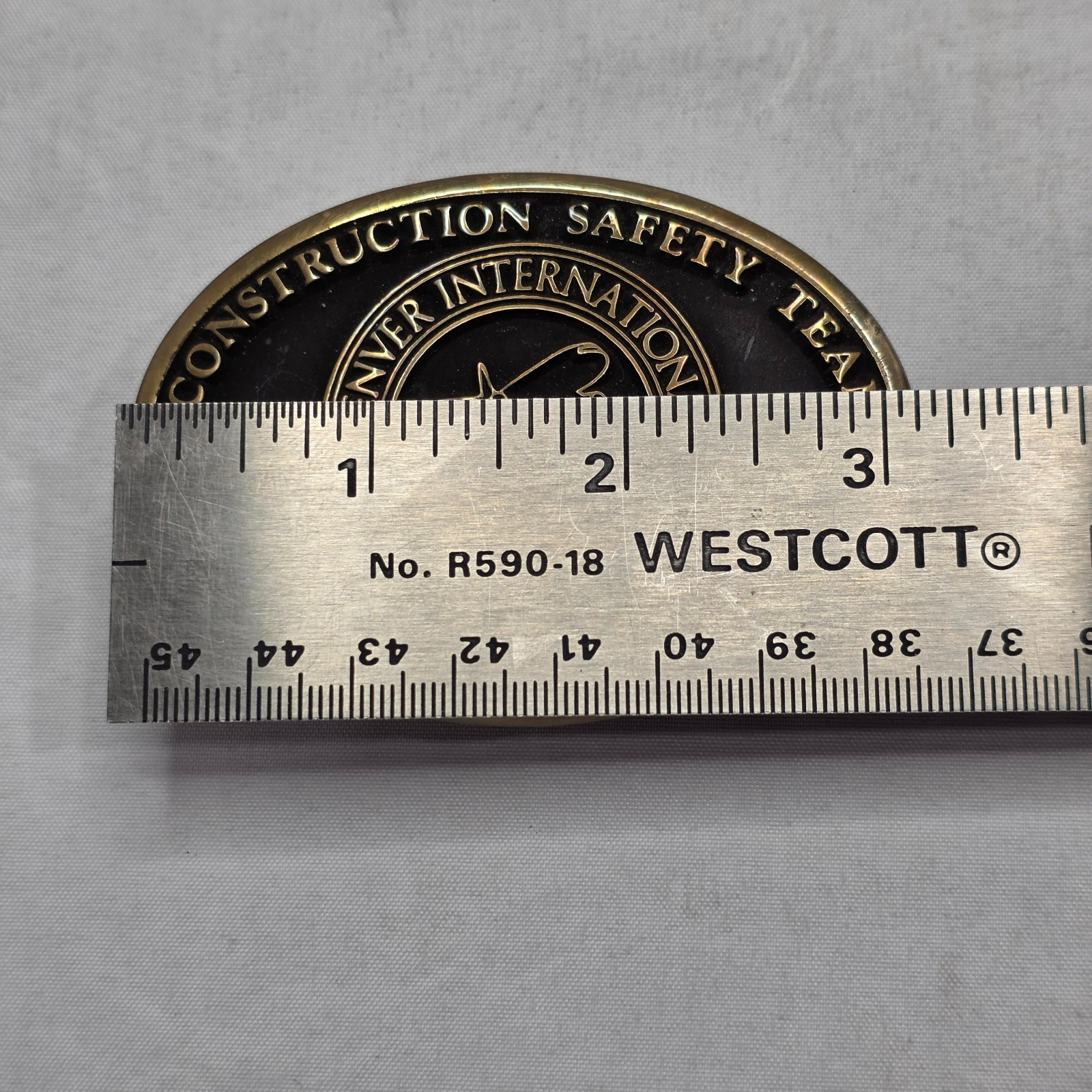 Vintage DIA Denver Airport Construction Safety Belt Buckle Anacortes Brass 1992