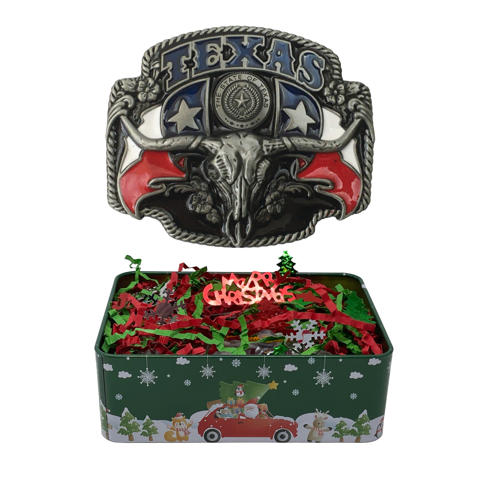 Texas Belt Buckle Gift Set – Longhorn Skull Texas Flag Western Belt Buckle