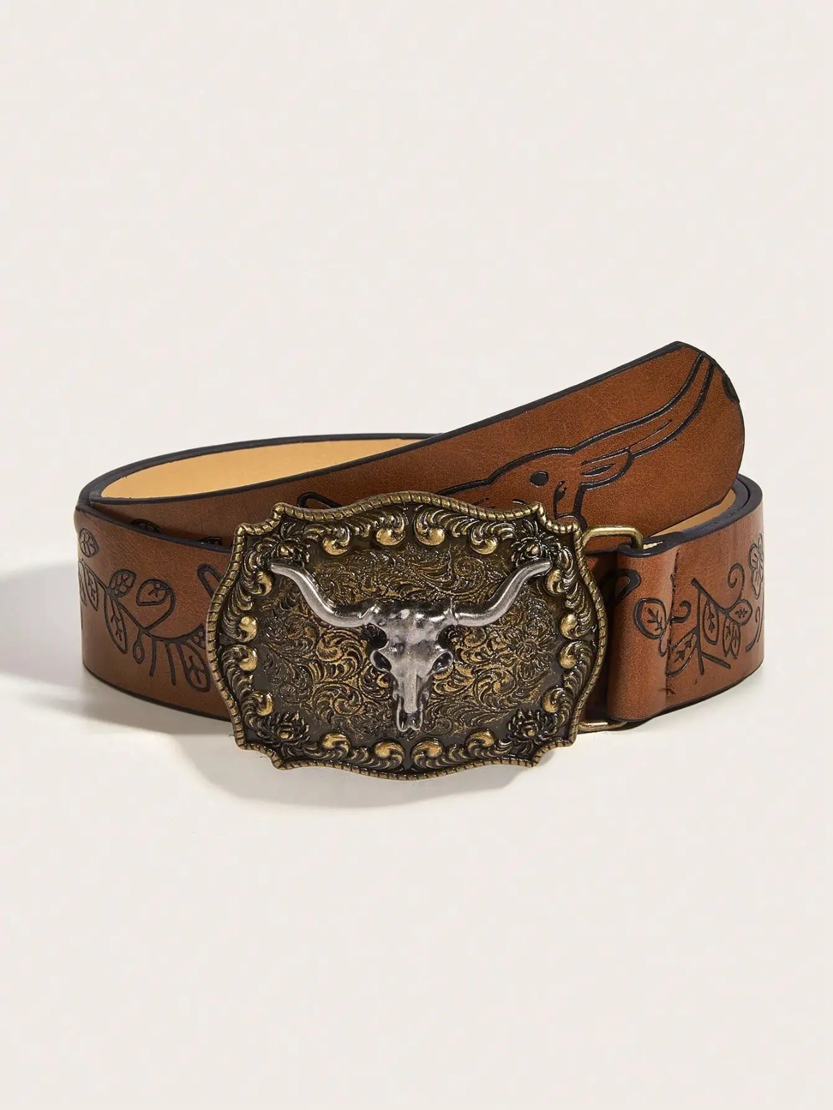 Vintage Western Cowboy Belt – Retro Buckle Printed Belt for Men & Women