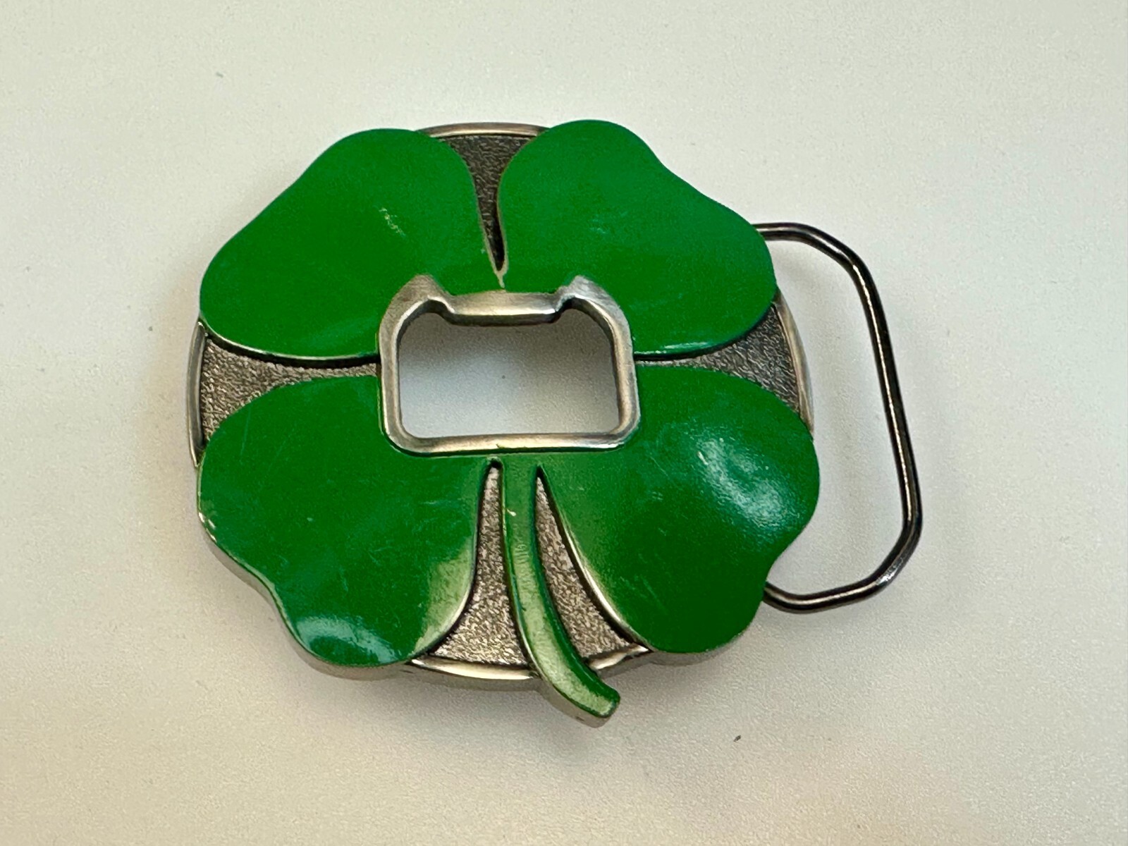 Lucky 4 Leaf Clover St. Patrick Day Novelty KALAN Belt Buckle with Bottle Opener