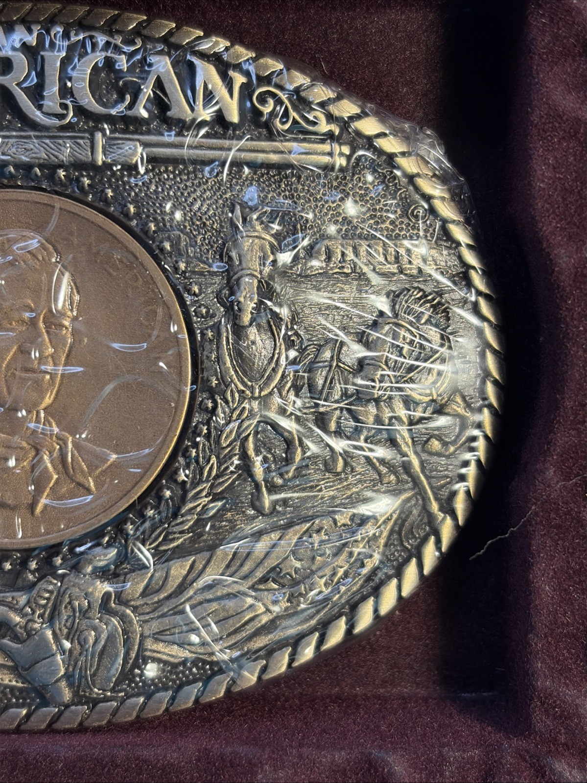 Vintage Sealed John Wayne Coin Brass Belt Buckle 1st Ed Serial #7634 Rainy Mtn