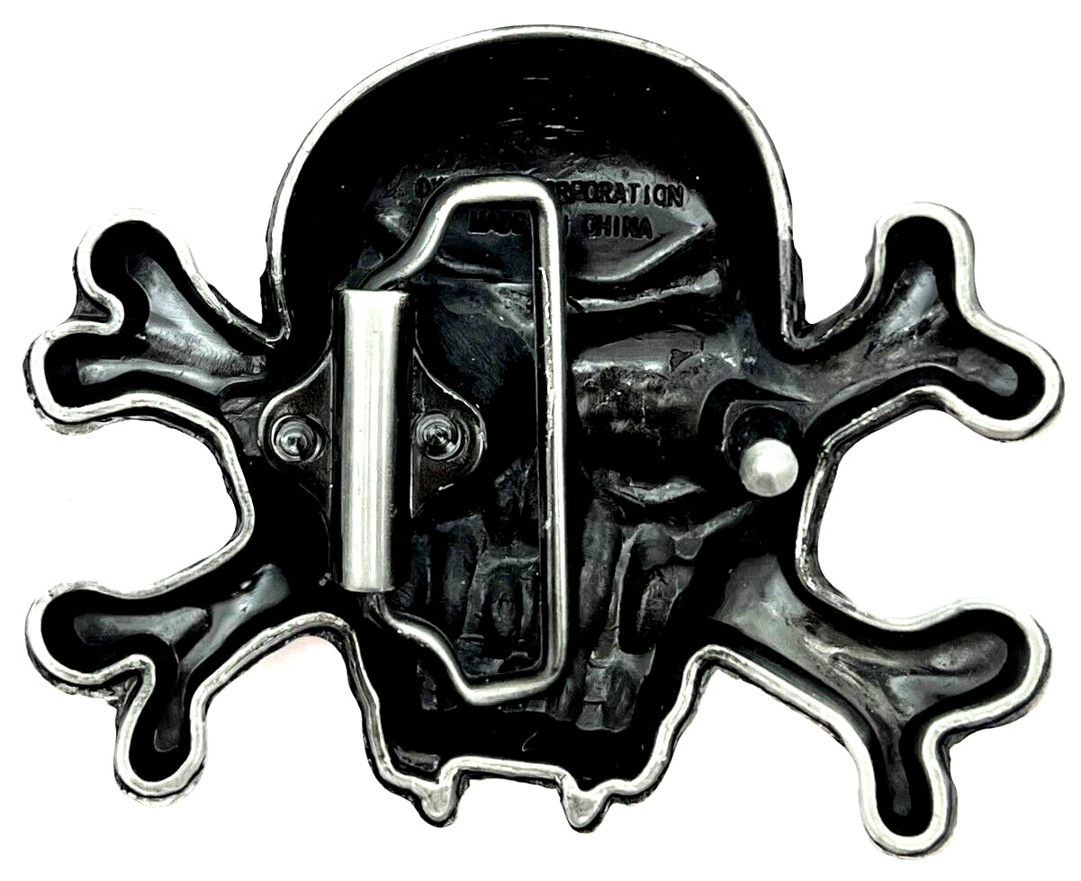 Skull & Crossbones Belt Buckle Biker Gothic New