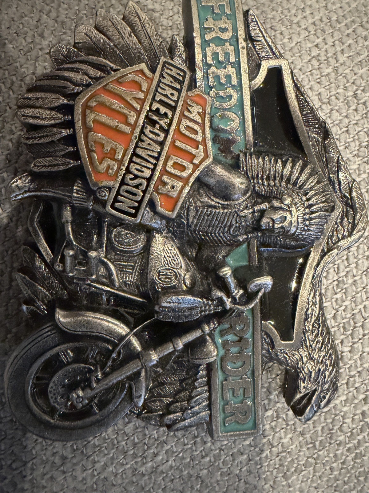 1993 Vtg Harley-Davidson Superglide Freedom Rider Belt Buckle Baron USA Chief