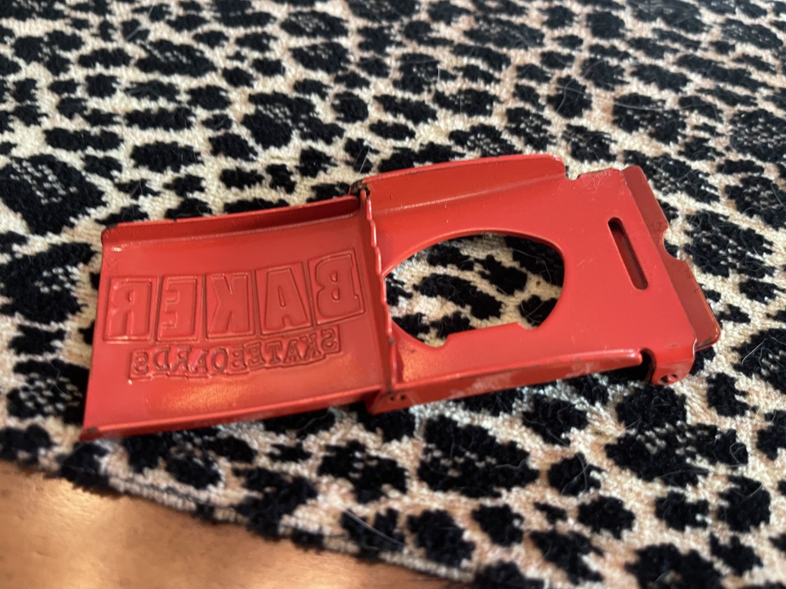 VINTAGE BAKER SKATEBOARDS SKATER BELT BUCKLE RED BLACK Y2K COLLECTABLE USA RARE!