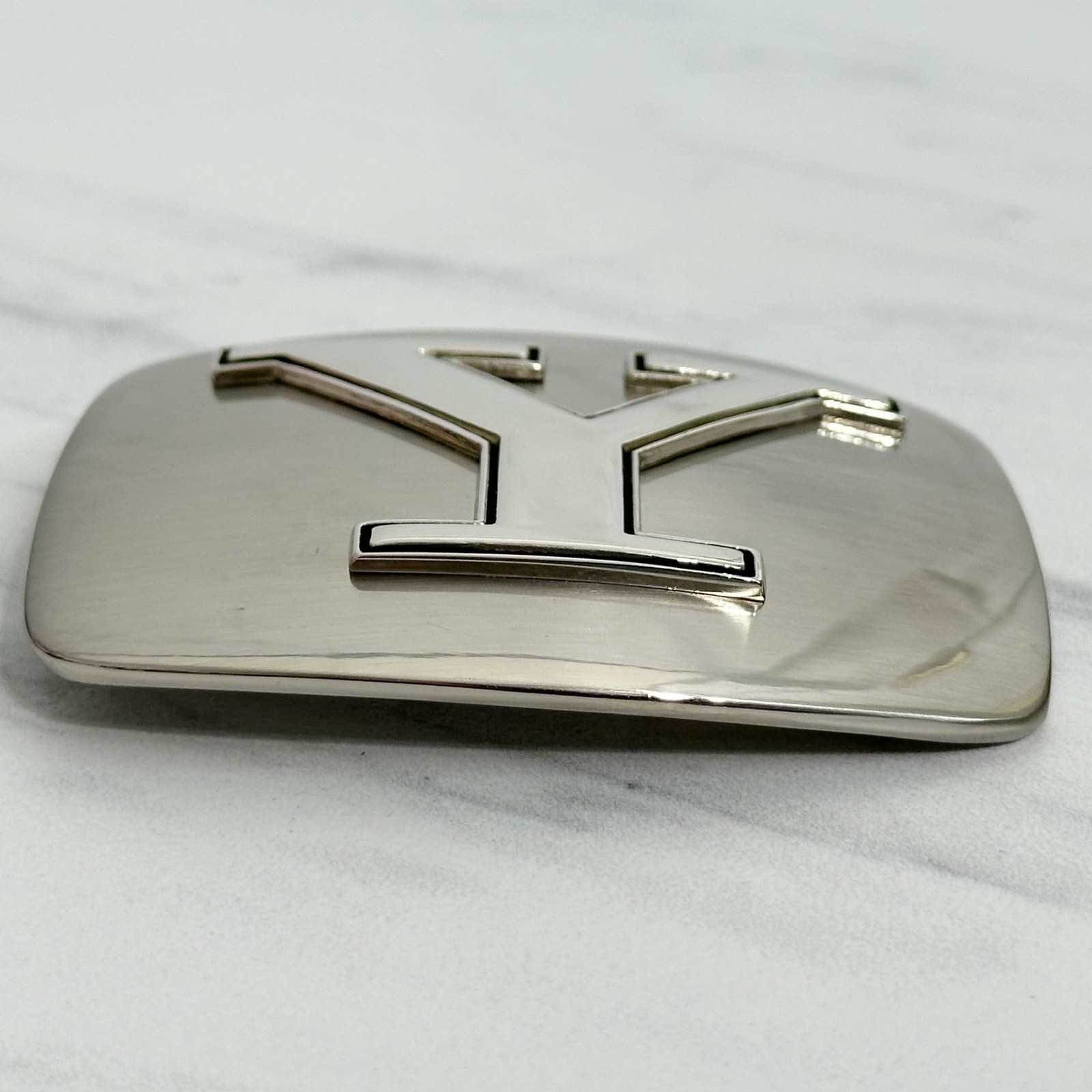 Letter Y Initial Monogram Silver Tone Belt Buckle – 3.16&Prime; x 2.78&Prime;