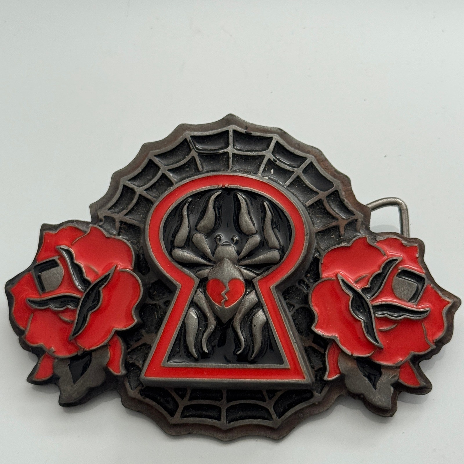 Heavy Metal Buckles Spider Keyhole Rose Belt Buckle