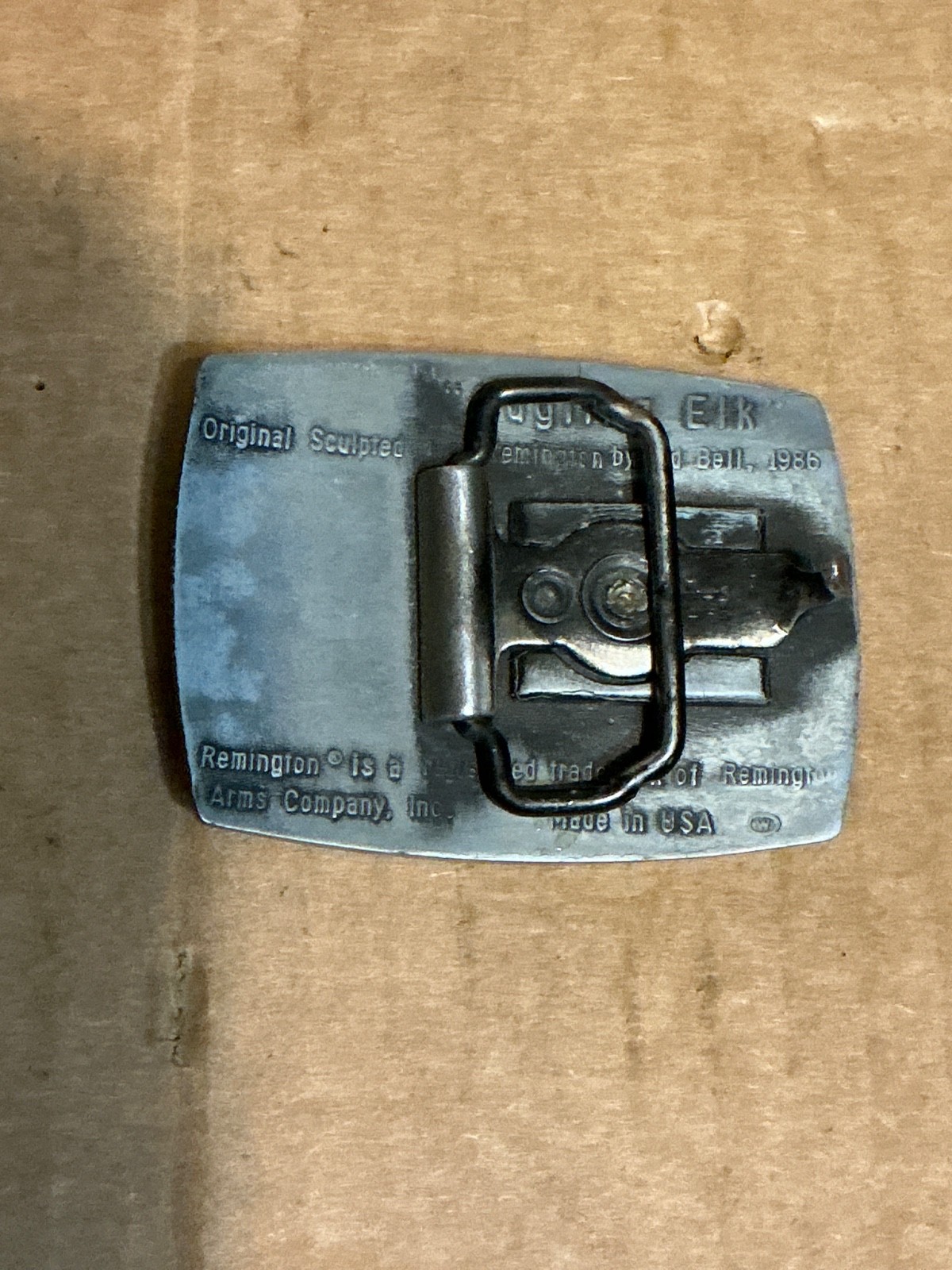 Used Colorful Metal Alloy Remington Arms Bugling Elk Belt Buckle