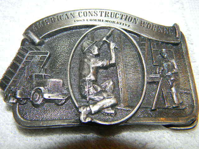American Construction Worker belt buckle-1983 Lim. Ed.-Arroyo Grande Buckle Co.