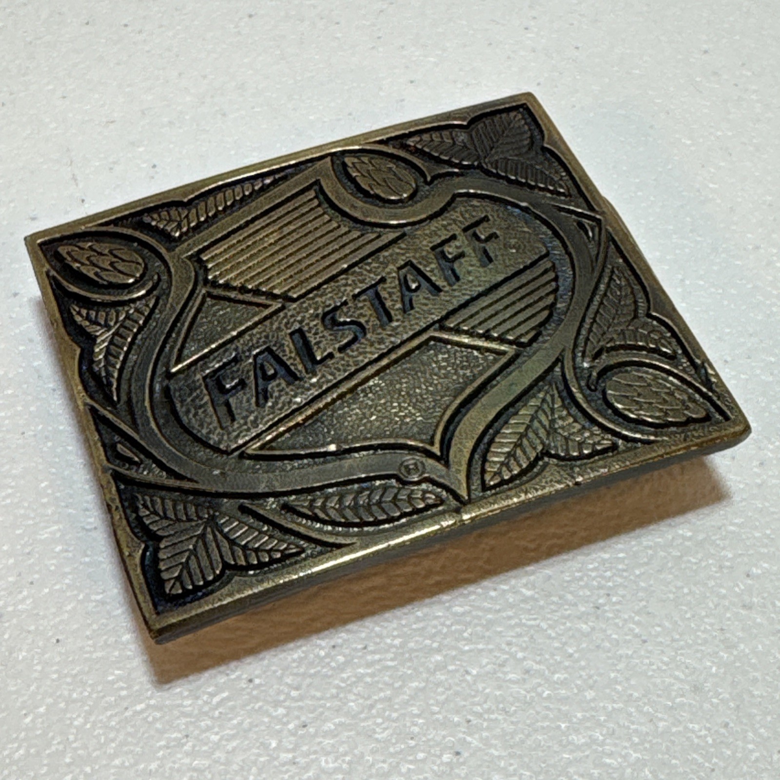 Falstaff Beer Brass Belt Buckle Vintage Wyoming Studio Art Works USA