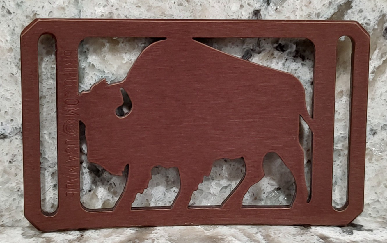 GRIP6 BELT BUCKLE – BUFFALO – BRONZE – 1.5 INCH WIDE