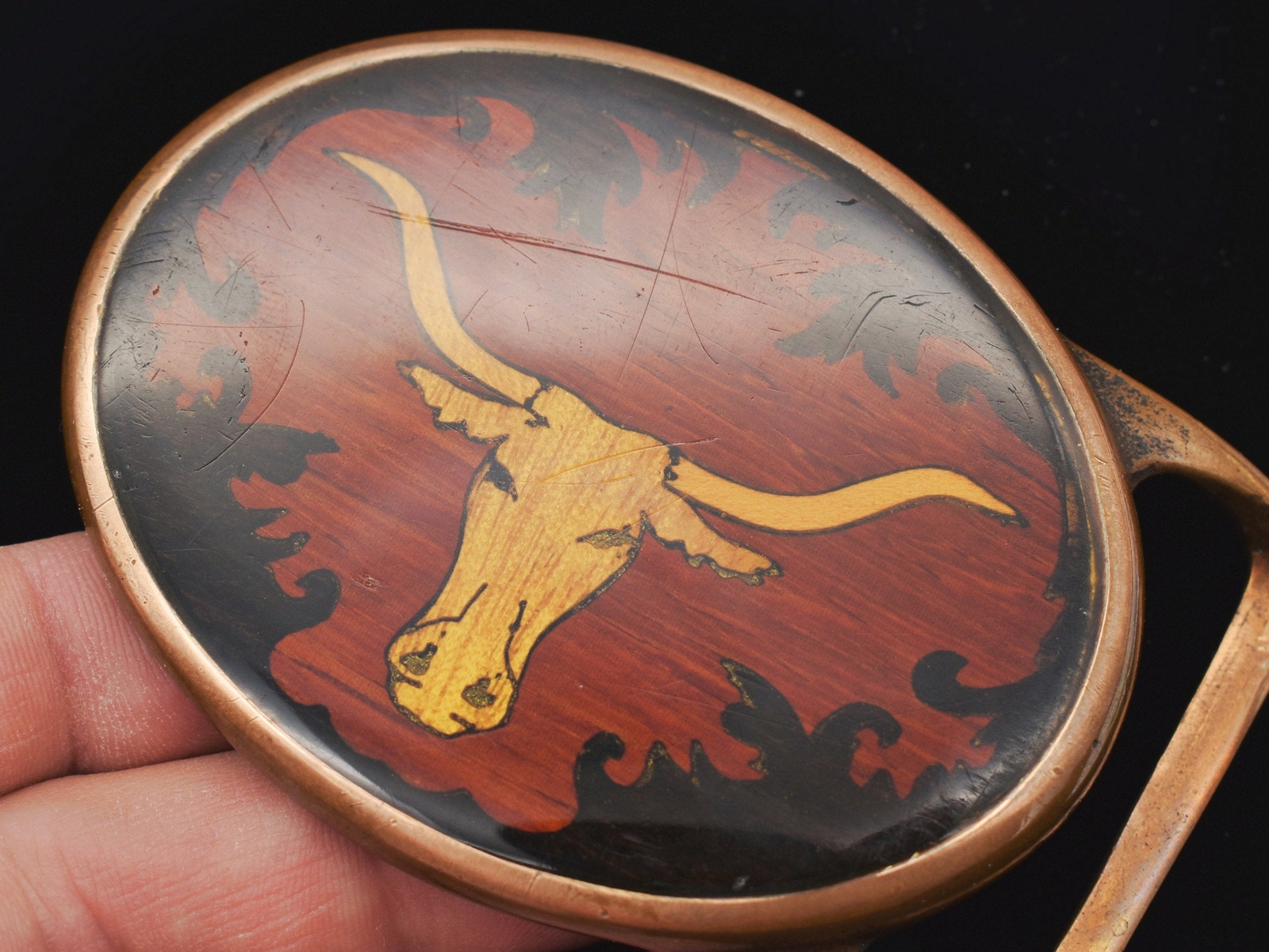 Von West Tech Ether Guild Blank Longhorn Bull Steer 1970s Vintage Belt Buckle