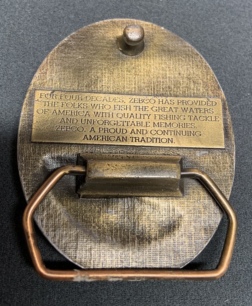 Zebco 40th Anniversary 1949-1989 Limited Edition Fish metal belt buckle