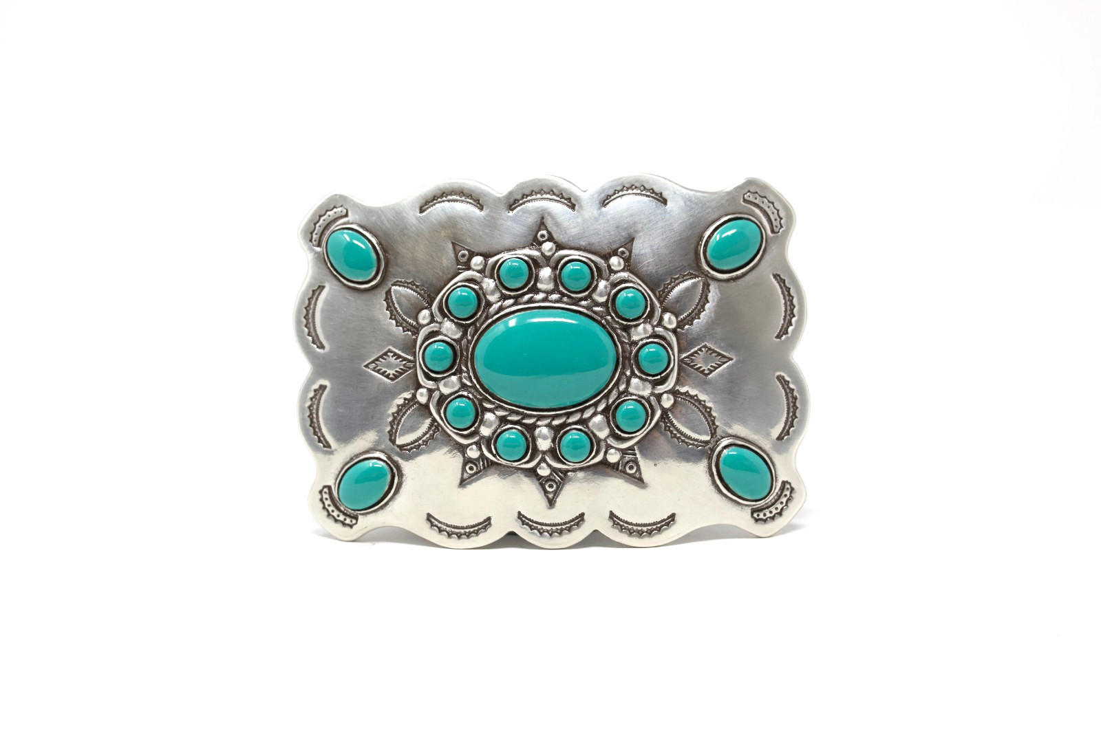 Turquoise Bead Western Belt Buckle, (1.5 ») Removable Western Buckle