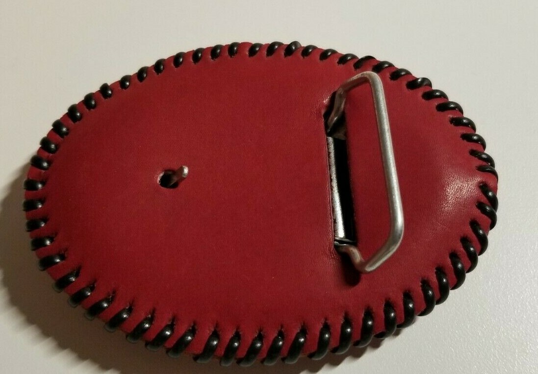 Leather Oval Soldiers Stamped Belt Buckle