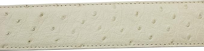 Genuine Exotic Full Quill Ostrich Skin Western Belt with Removable Buckle -White