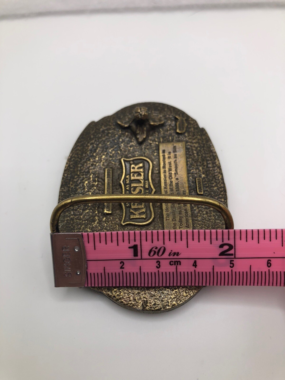 Vintage Belt Buckle Kessler Whiskey Spirit of Wisconsin Solid Brass Western