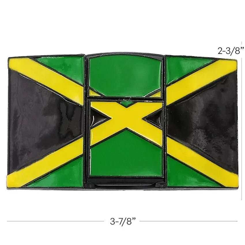 Jamaica Jamaican Flag Refillable Flip Top Lighter in a Belt Buckle Combo