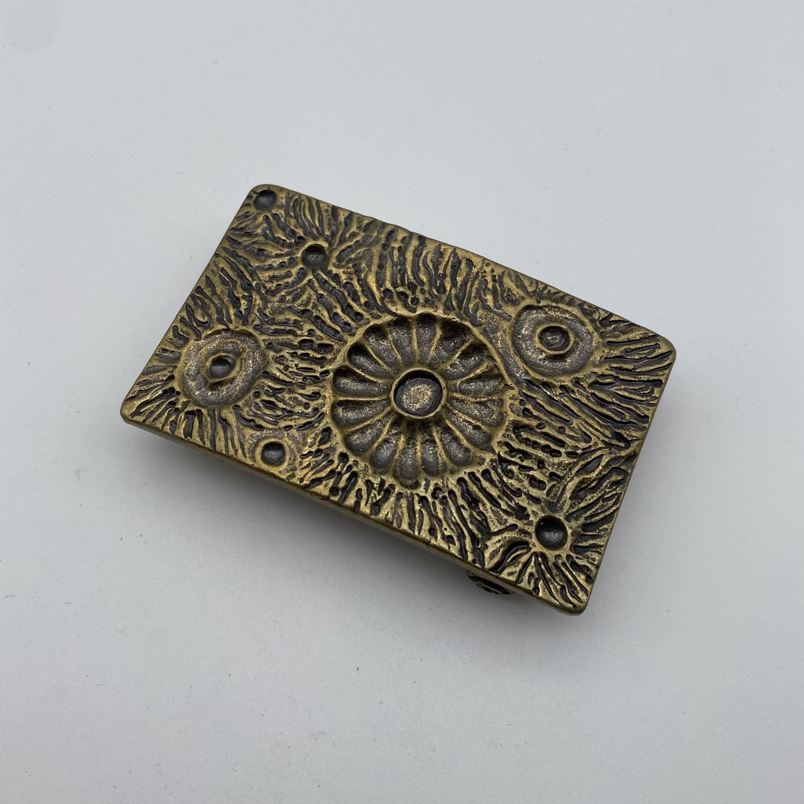 Copper Casted Leather Belt Buckle,Moon Design Rectangular Buckle