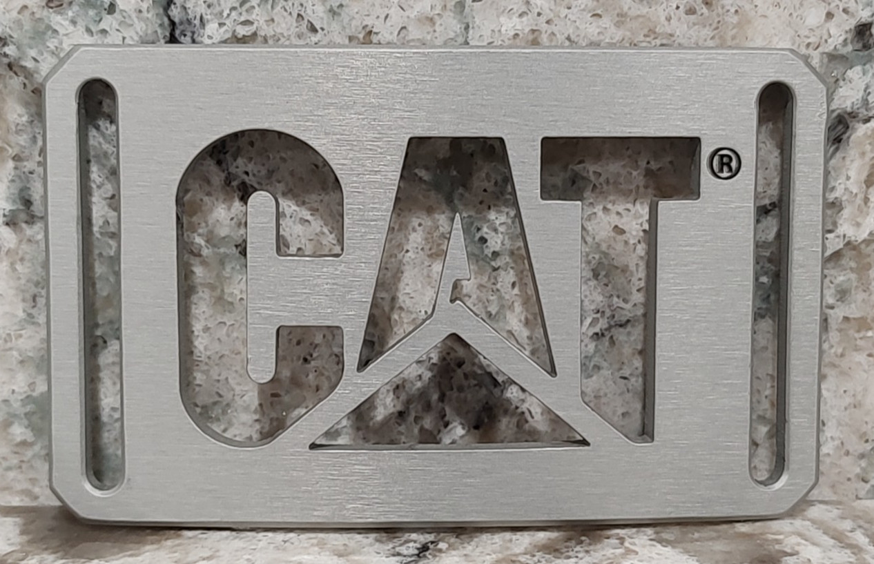 GRIP6 BELT BUCKLE – CAT / CATERPILLAR EQUIPMENT – GRANITE SILVER – 1.5 INCH WIDE