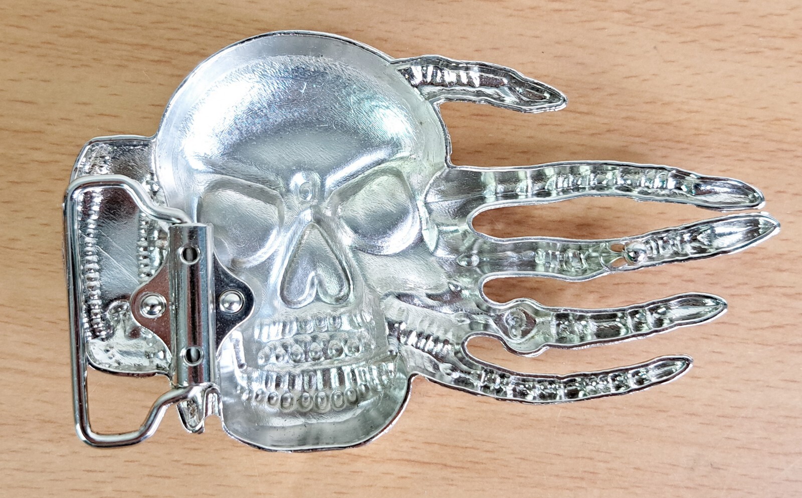 Skull and Skeletal Hand Belt Buckle